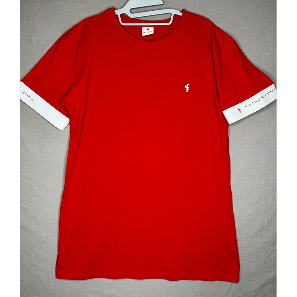 Father Sons Red Ringer Slim Fit Logo T-Shirt XL Like New